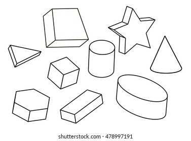 Geometric Shapes Triangle Square Trapezoid Cone Stock Vector (Royalty ...