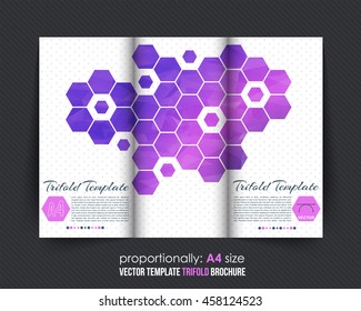 Geometric Shapes Tri-Fold Brochure Design. Corporate Leaflet, Cover Template