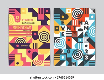 Geometric Shapes Typography Template Flyer. Vector illustration.