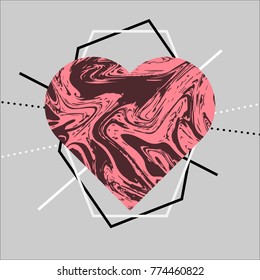 geometric shapes Valentines Day  backgrounds templates for greeting cards, banners,vector illustration with heart.