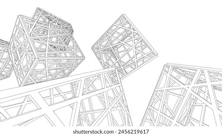 Geometric shapes vector 3d drawing