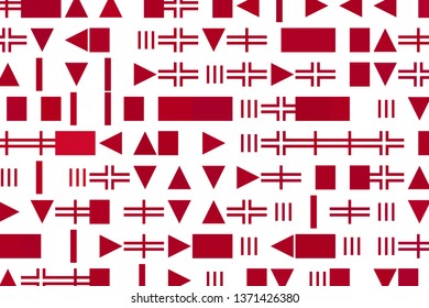 Geometric shapes vector background. Composition with red symbols and shapes. Minimal modern cover design.