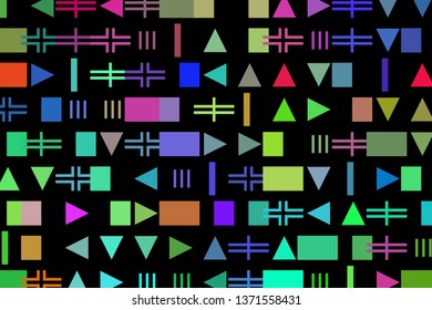 Geometric shapes vector background. Composition with colorful symbols and shapes. Minimal modern cover design. 
