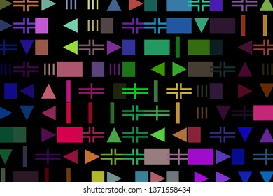 Geometric shapes vector background. Composition with colorful symbols and shapes. Minimal modern cover design. 