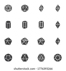Geometric shapes vector icons set, algebra and math modern solid symbol collection, filled style pictogram pack. Signs logo illustration. Set includes icons - prism geometric figure, cylinder, diamond