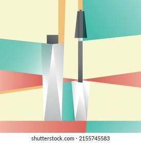 Geometric shapes vector makeup mascara