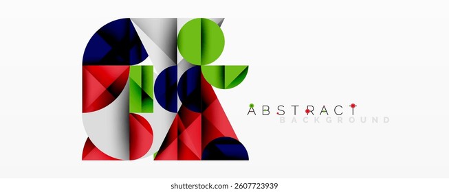 Geometric shapes, vibrant colors, modern design. Overlapping forms create dynamic composition. Minimalist aesthetic, clean lines, bold contrast.