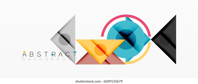 Geometric shapes, vibrant colors, modern design. Overlapping elements create dynamic composition. Minimalist aesthetic, clean lines, abstract art.