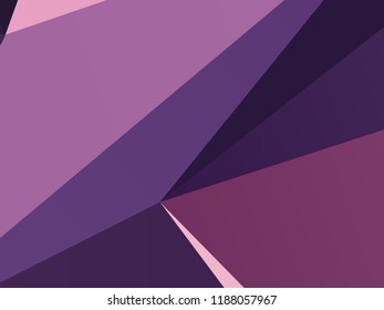 Geometric shapes Wallpaper. The combination of Triangles and irregular squares, rectangles of different shades of purple. Minimalist vector graphics. Simple design for covers, banners, cards, posters.