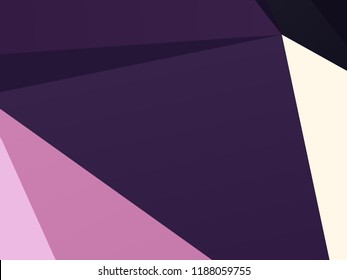 Geometric shapes Wallpaper. The combination of Triangles and irregular squares, rectangles of different shades of purple. Minimalist vector graphics. Simple design for covers, banners, cards, posters.