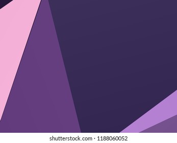 Geometric shapes Wallpaper. The combination of Triangles and irregular squares, rectangles of different shades of purple. Minimalist vector graphics. Simple design for covers, banners, cards, posters.