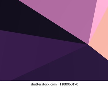 Geometric shapes Wallpaper. The combination of Triangles and irregular squares, rectangles of different shades of purple. Minimalist vector graphics. Simple design for covers, banners, cards, posters.