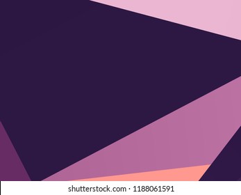 Geometric shapes Wallpaper. The combination of Triangles and irregular squares, rectangles of different shades of purple. Minimalist vector graphics. Simple design for covers, banners, cards, posters.