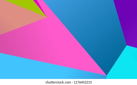 Geometric shapes Wallpaper for print, advertising, social media, networks. Vivid gradient. Neon colors. Abstract geometric background. Vector illustration. Dynamic style
