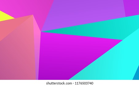 Geometric shapes Wallpaper for print, advertising, social media, networks. Vivid gradient. Neon colors. Abstract geometric background. Vector illustration. Dynamic style