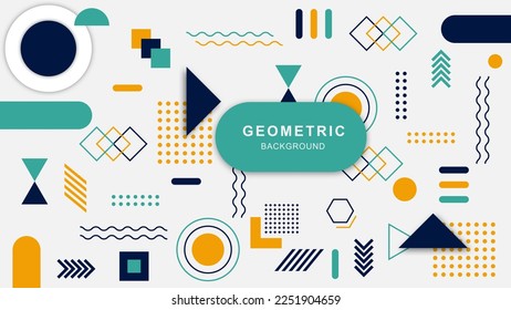 Geometrische Formen - Tapete. Retro-Element für Web, Memphis-Design, Werbung, Vintage, Banner, Plakatwand, Flyer und Verkauf auf weißem Hintergrund. Vektorgrafik. EPS10.