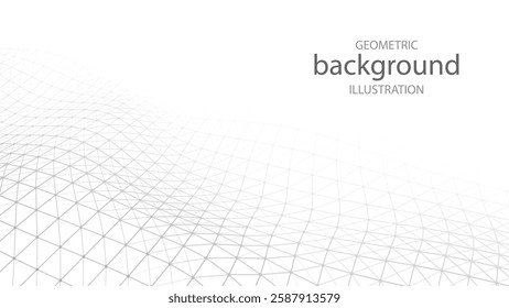 Geometric shapes. A wave smoothly dissolving into a light background. 3D rendering.
