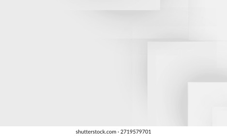 Formas geométricas Fondo blanco, Formas cuadradas superpuestas, efectos de sombra, perfecto para diseños modernos y fondos minimalistas, creando una sensación limpia y profesional
