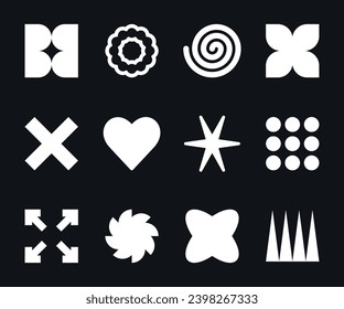Geometric shapes and white brutalism forms. Modern trendy minimalist basic figures, vector set.