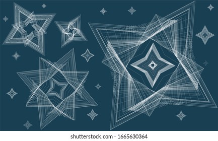 Geometric shapes from white lines to Classic blue color illustration , vector bright mono  fashion background
