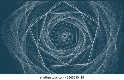 Formas geométricas desde líneas blancas hasta ilustraciones de color azul clásicas , fondo de moda mono claro vectorial