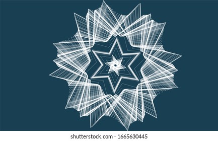Geometric shapes from white lines to Classic blue color illustration , vector bright mono  fashion background