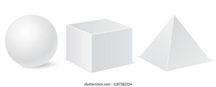 Geometric shapes. White mockups. Vector 3d illustration isolated on white background