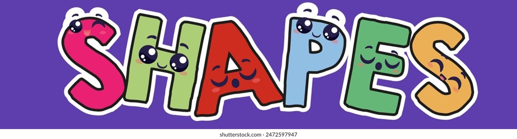 geometric shapes word art creative cute word label style shapes kids primary education clipart