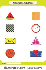 geometric shapes, worksheet for kids, Learn shapes and geometric figures. Preschool or kindergarten for worksheet