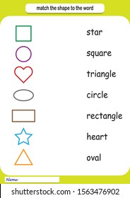 geometric shapes, worksheet for kids, Learn shapes and geometric figures. Preschool or kindergarten for worksheet