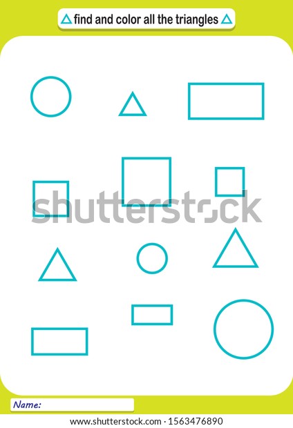 Geometric Shapes Worksheet Kids Learn Shapes Stock Vector Royalty Free 