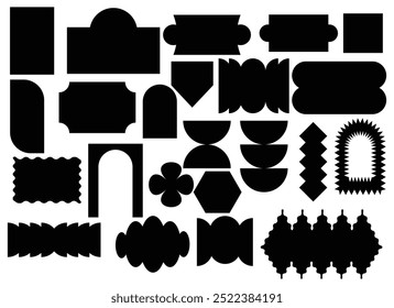 Formas geométricas, Elementos y2k, diseño de silueta abstracta, brutalismo de Vector de moda, conjunto aislado de Vector.