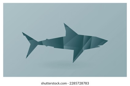 Geometric shark clip art design, vector. Geometrical mosaic illustration. 