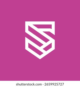 Plantilla de Vector de diseño de logotipo de letra S de escudo geométrico