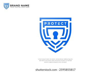 Geometric shield logo featuring a keyhole element symbolizing security and protection