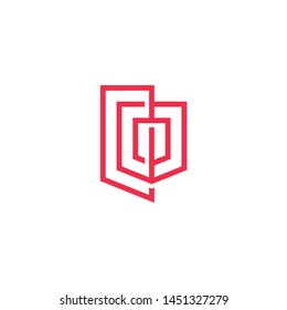 geometric shield logo vector icon illustration line outline monoline