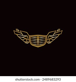 Geometric Shield with Wings Logo Vector Illustration