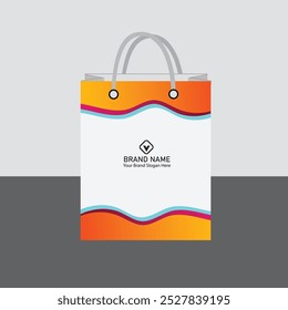 Geometric shopping bag design template, color shopping bag design Vector