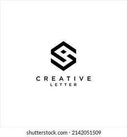 geometric SI logo design, abstract hexagon IS letter vector