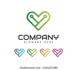 Geometric sign Heart tech logo design