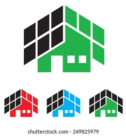 Geometric sign. Logo elements. House 2. The roof - a Solar Battery.