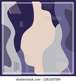 Geometric silk scarf with lines and dots on wavy design
