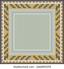 Geometric silk scarf pattern with dots ornament