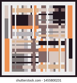 Geometric silk scarf pattern. Textile shawl and etc