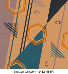 Geometric silk scarf pattern with triangle design and lines element