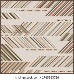 Geometric silk scarves pattern design. Scarf motif with lines