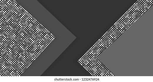 Geometric silver, black and gray background. Abstract background with paper cut layers. Vector design element for banners, posters, covers.