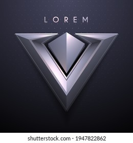 Geometric silver shield emblem template