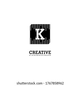 geometric simple black square K logo letter creative design concept.