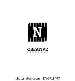 geometric simple black square N logo letter creative design concept.